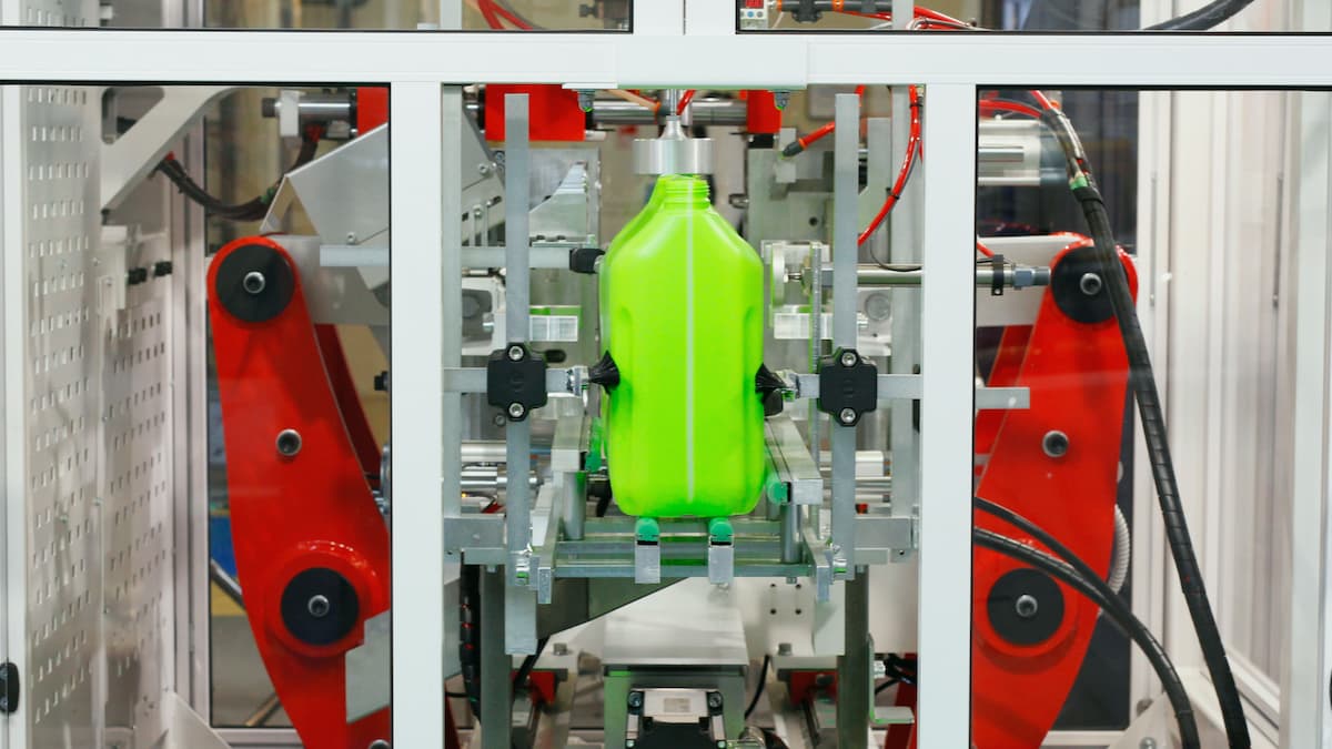 bright green plastic blow molded part